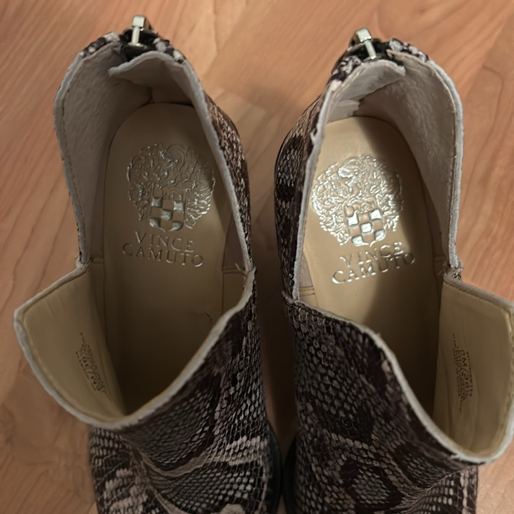 Vince Camuto Snake Skin Black and White Ankle Booties - Picture 9 of 11
